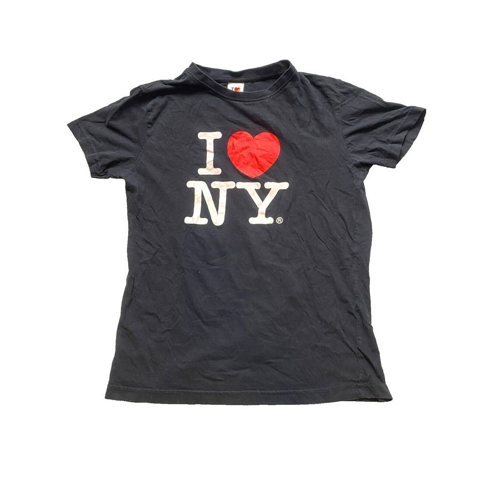VTG‎ I Love New York Shirt Adult Medium Black Heart Streetwear Crewneck Y2K Mens